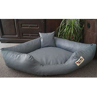 Produktbild von Hundebettenmanufaktur Hundekorb Eckbett Hundebett aus Kunstleder Grau für erwachsene Hunde