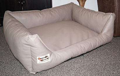 Hundebettenmanufaktur Hundekorb Hundesofa aus Kunstleder in Beige Größe XS – Bild 1 von 2