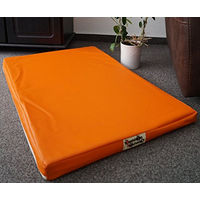 Produktbild von Hundebettenmanufaktur Hundematratze aus Kunstleder in Orange mit wasserabweisender Oberfläche