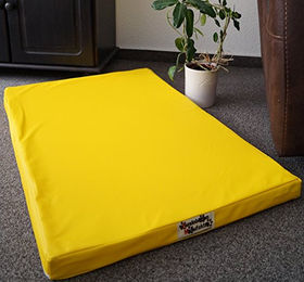Produktbild von Hundebettenmanufaktur Orthopädische Hundematratze mit antiallergischer Kokosmatte aus Kunstleder Gelb 60 x 40 cm