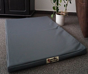 Hundebettenmanufaktur Orthopädische Hundematratze mit antiallergischer Kokosmatte aus Kunstleder Grau 60 cm x 40 cm – Bild 1 von 3