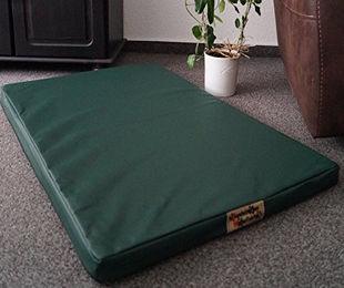 Produktbild von Hundebettenmanufaktur Orthopädische Hundematratze mit antiallergischer Kokosmatte aus Kunstleder Grün 60 x 40 cm