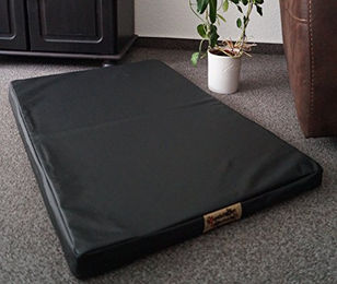 Hundebettenmanufaktur Orthopädische Hundematte aus Kunstleder mit antiallergischer Kokosmatte Schwarz Groß – Bild 1 von 2