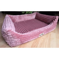 Produktbild von Hundebettenmanufaktur Orthopädisches Hundesofa Ortopedico aus Cord mit Viscoschaummatratze Rosa 70 x 50 cm