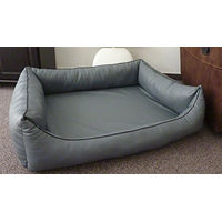 Produktbild von Hundebettenmanufaktur Ortopedico Orthopaedisches Hundesofa aus Kunstleder mit Viscoschaum Matratze Grau 80 x 60 cm