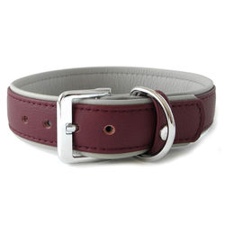 Produktbild von Hundehalsband Amsterdam aus Leder in Merlot/Grau 50 cm x 30 mm