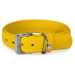 Produktbild von Hundehalsband Barcelona Lederband Bio Gelb 30 cm