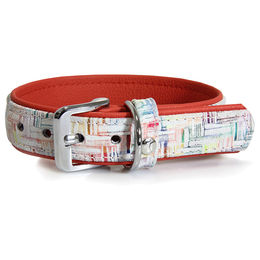 Hundehalsband Casablanca aus Leder in Kreide und Rubyred mit 50 cm Länge und 30 mm Breite – Bild 1 von 1