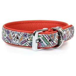Hundehalsband Casablanca Mosaik Rubyred aus Leder 45 cm x 25 mm – Bild 1 von 1