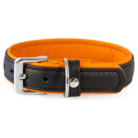 Produktbild von Hundehalsband Denver aus Leder in Schwarz/Cognac mit 65 cm Länge und 35 mm Breite