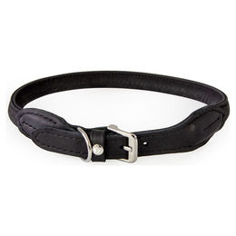 Produktbild von Hundehalsband Dublin Black aus Leder rundgenäht Schwarz 60 cm