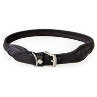 Produktbild von Hundehalsband Dublin Black aus Leder rundgenäht Schwarz 60 cm