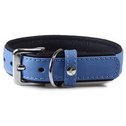 Produktbild von Hundehalsband Firenze aus Leder in Azure/Oxford Blue, Länge 45 cm, Breite 25 mm