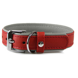 Produktbild von Hundehalsband Firenze Lederband carnelian/stone rot beige Länge 55 cm Breite 35 mm