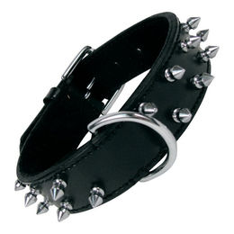 Produktbild von Hundehalsband Gloria aus Leder mit Spikes in Schwarz 45cm - 45 cm
