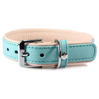 Produktbild von Hundehalsband Lederband Firenze electric blue/nude Länge 25 cm Breite 12 mm