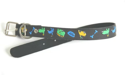 Hundehalsband Martin Sellier aus Leder in Schwarz mit Serigraphie – Bild 1 von 1