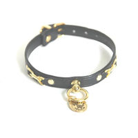 Produktbild von Hundehalsband Martin Sellier Deco Agrafe aus Leder in Schwarz und Gold