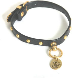 Produktbild von Hundehalsband Martin Sellier Deco Coeur aus Leder in Schwarz und Gold 12/35 cm