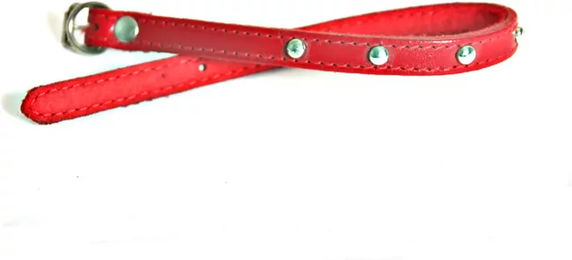 Hundehalsband Martin Sellier Feut Clou aus Leder in Rot – Bild 1 von 1