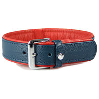 Produktbild von Hundehalsband Milano aus Leder in Blau, Länge 55 cm, Breite 35 mm