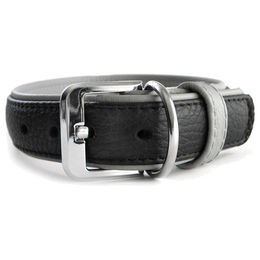 Hundehalsband New York aus Leder schwarz/grau Länge 55 cm Breite 35 mm – Bild 1 von 1