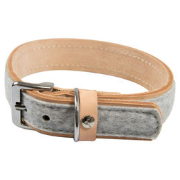 Hundehalsband Norden aus Leder in Grau/Natur, Länge 40 cm, Breite 25 mm – Bild 1 von 1