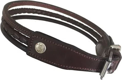 Produktbild von Hundehalsband Silver Crown aus Leder in Braun und Silber für erwachsene Hunde
