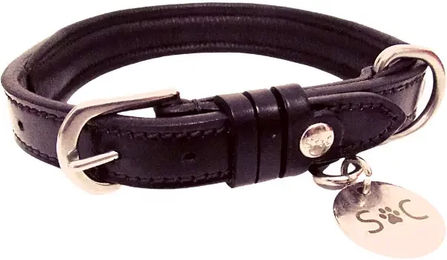 Produktbild von Hundehalsband Silver Crown JO aus Leder in Schwarz und Silber