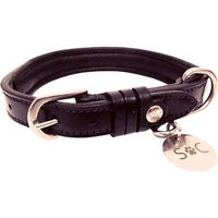 Produktbild von Hundehalsband Silver Crown JO aus Leder in Schwarz und Silber für erwachsene Hunde