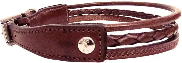 Produktbild von Hundehalsband Silver Crown Nina aus Leder in Braun und Silber für erwachsene Hunde