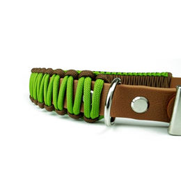 Hundehalsband Tierluxe Lori Handgemacht aus Biothane und Paracord Braun Grün XS – Bild 1 von 2