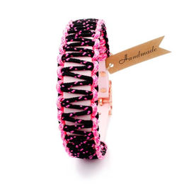 Hundehalsband Tierluxe Lori Handgemacht aus Biothane und Paracord Rosa Schwarz XS – Bild 1 von 3