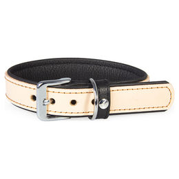 Produktbild von Hundehalsband Vancouver aus Leder in Natural/Black Länge 40 cm