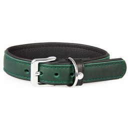 Produktbild von Hundehalsband Vancouver Hunter aus Leder in Grün/Schwarz 40 cm