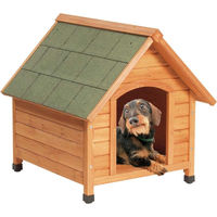 Produktbild von Hundehütte Classic aus Holz in Braun Natur mit wasserdichtem Schutz 76x70x76cm