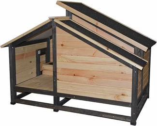 Produktbild von Hundehütte Duvoplus Woodland Design Barking Bungalow aus Holz in Natur Beige Größe M