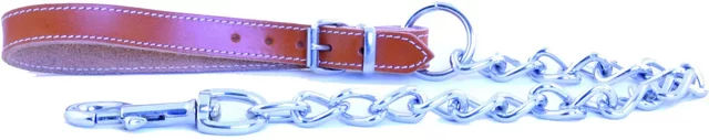 Produktbild von Hundeleine mit Ledergriff von Martin Sellier in Braun oder Orange 60 cm