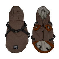 Produktbild von Hundemantel aus Teddyfleece mit Kapuze und Gurt Braun Größe L