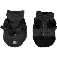 Produktbild von Hundemantel aus Teddyfleece mit Kapuze und Gurt in Anthrazit Größe L