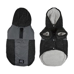 Hundemantel aus Teddyfleece mit Kapuze und Kragen in Grau Größe M - 1 Stk. – Bild 1 von 4