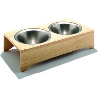 Produktbild von Hundenapf Spike Side by Side aus Holz in Braun und Silber 24 cm