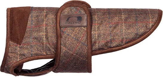 Produktbild von Hündermantel Baleno Bobby aus bedrucktem Tweed in Braun wasserabweisend Größe L