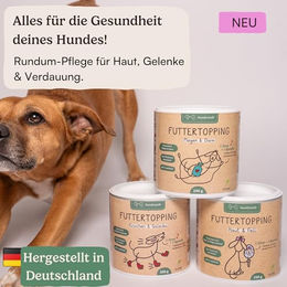 Hunderunde Futtertopping Haut & Fell Supplement für Hunde 2x250g mit Hanfpulver Bierhefe und Algenpulver - 500 g – Bild 1 von 7