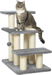 Hundetreppe mit 3 Stufen und Spielball für kleine Hunde und Katzen mit Sisal-Kratzstämmen 54 cm hoch – Bild 1 von 1
