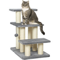 Produktbild von Hundetreppe mit 3 Stufen und Spielball für kleine Hunde und Katzen mit Sisal-Kratzstämmen 54 cm hoch