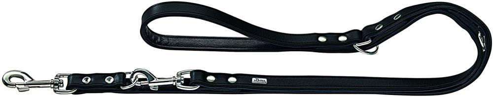 Hunter BASIC Verstellbare Führleine für Hunde aus beschichtetem Spaltleder Schwarz 1,3/200 cm wasserabweisend – Bild 1 von 2