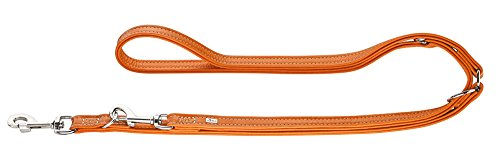 Hunter Cannes Verstellbare Führleine für Hunde aus Leder in Orange - 2 cm – Bild 1 von 5