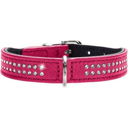 Hunter Diamond Petit Hundehalsband aus Leder mit Strasssteinen Rosa Schwarz Größe 42 cm – Bild 1 von 3