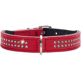 Hunter Diamond Petit Hundehalsband aus Leder mit Strasssteinen rot/schwarz Größe S – Bild 1 von 3